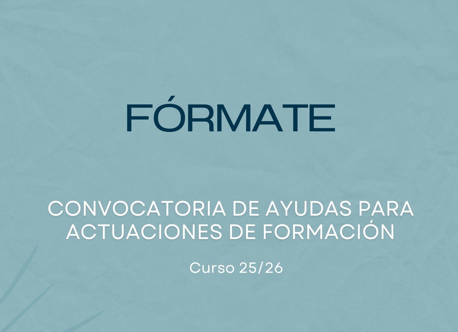 Convocatoria FÓRMATE de Ayudas para Actuaciones de Formación